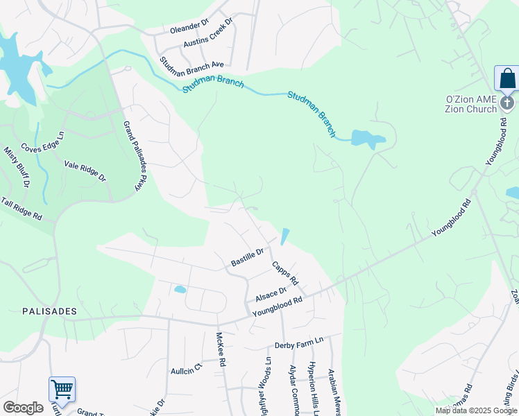 map of restaurants, bars, coffee shops, grocery stores, and more near 16415 Capps Road in Charlotte