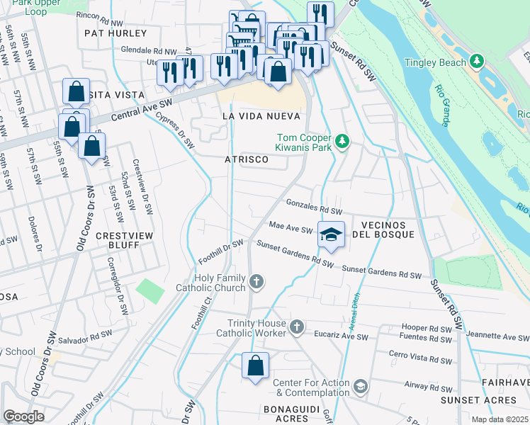 map of restaurants, bars, coffee shops, grocery stores, and more near 411 Atrisco Drive Southwest in Albuquerque