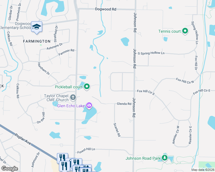 map of restaurants, bars, coffee shops, grocery stores, and more near 2557 Ingleside Farm West in Germantown