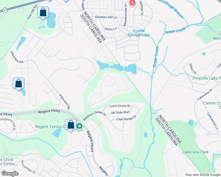 map of restaurants, bars, coffee shops, grocery stores, and more near 8526 McCullough Club Drive in Fort Mill