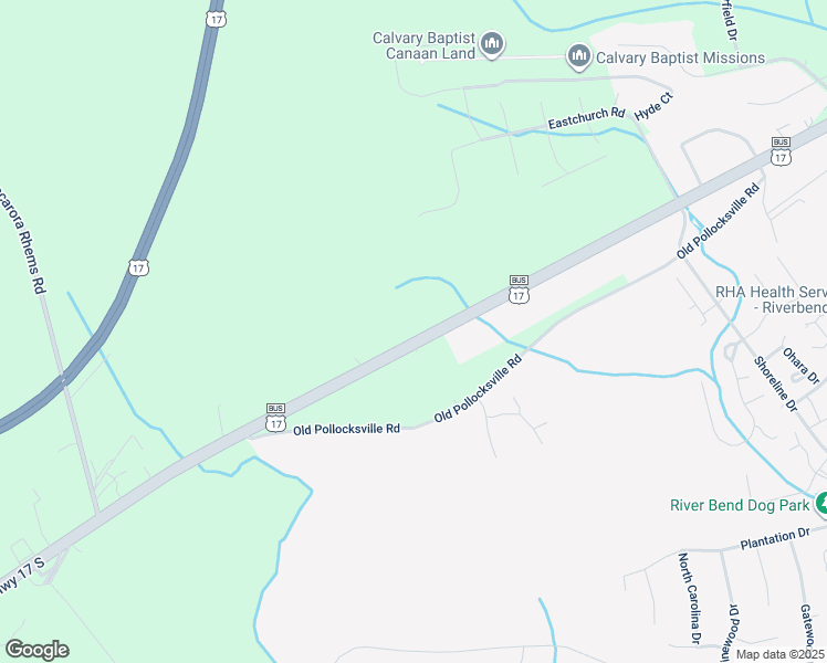 map of restaurants, bars, coffee shops, grocery stores, and more near 5372 U.S. Highway 17 South in New Bern