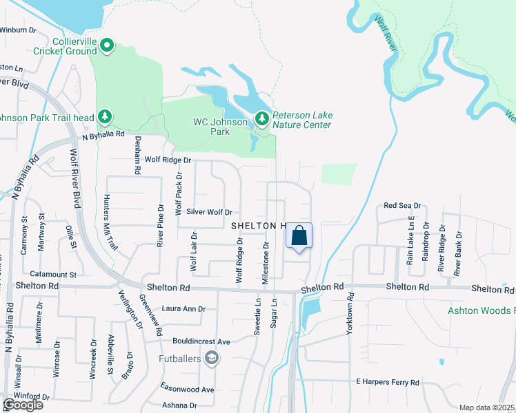 map of restaurants, bars, coffee shops, grocery stores, and more near 245 Brookstone Cove in Collierville