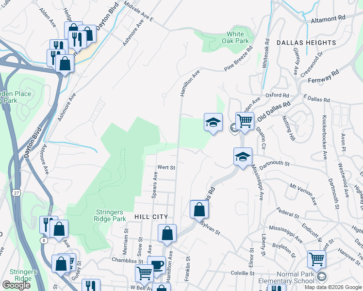 map of restaurants, bars, coffee shops, grocery stores, and more near 1420 Hamilton Avenue in Chattanooga