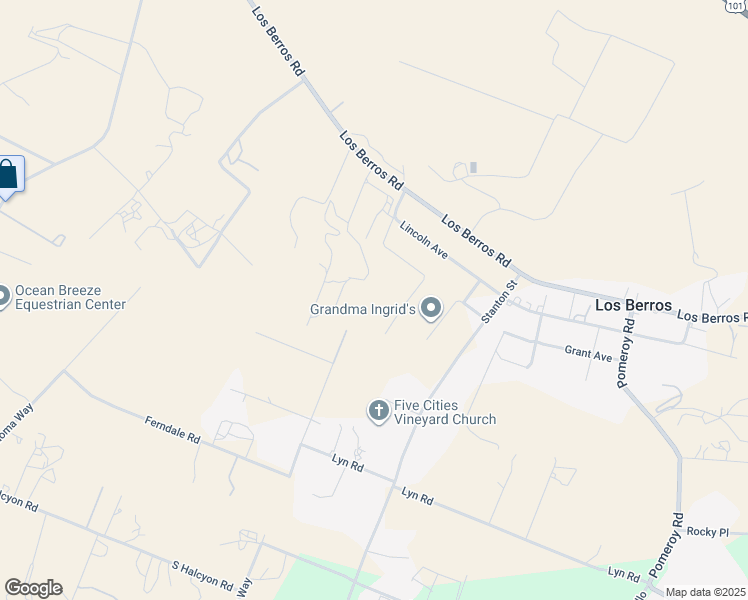 map of restaurants, bars, coffee shops, grocery stores, and more near 240 Camino Escondido in Arroyo Grande