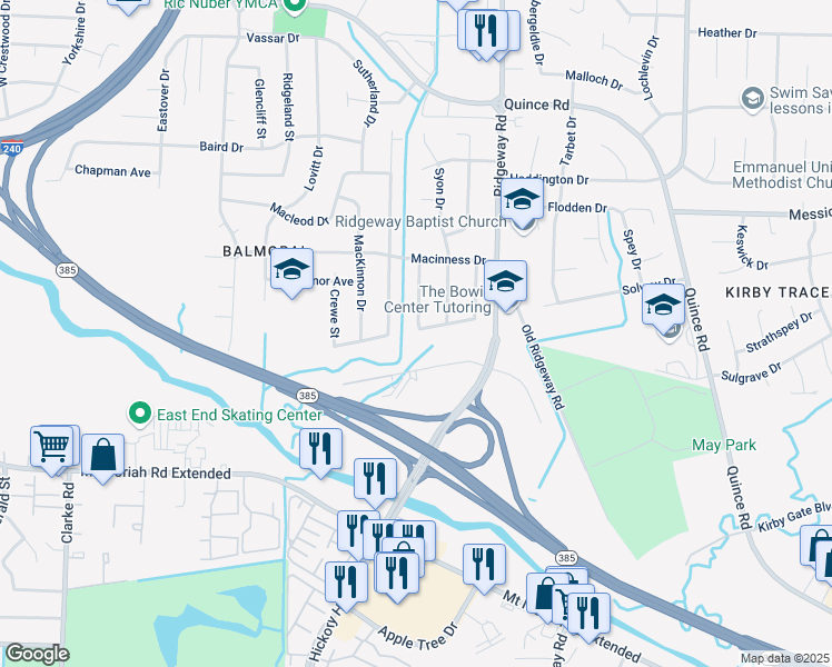 map of restaurants, bars, coffee shops, grocery stores, and more near 6051 Chumley Drive in Memphis