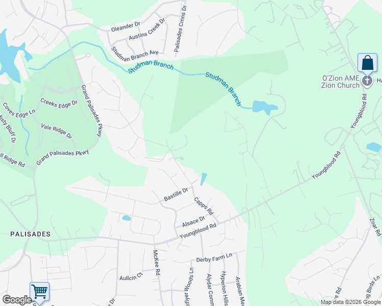 map of restaurants, bars, coffee shops, grocery stores, and more near 16415 Capps Road in Charlotte