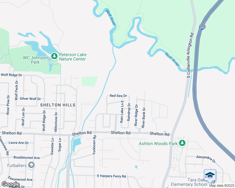 map of restaurants, bars, coffee shops, grocery stores, and more near 226 Red Sea Drive in Collierville
