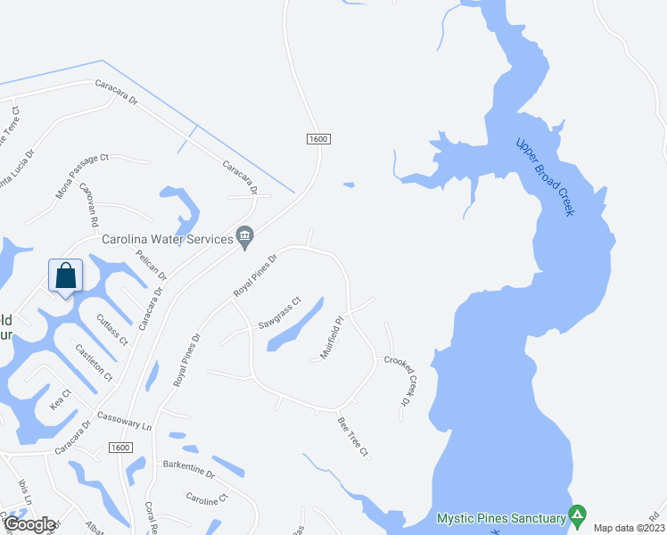 map of restaurants, bars, coffee shops, grocery stores, and more near 2068 Royal Pines Drive in New Bern