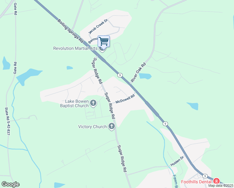 map of restaurants, bars, coffee shops, grocery stores, and more near 217 Kole Crest Drive in Inman