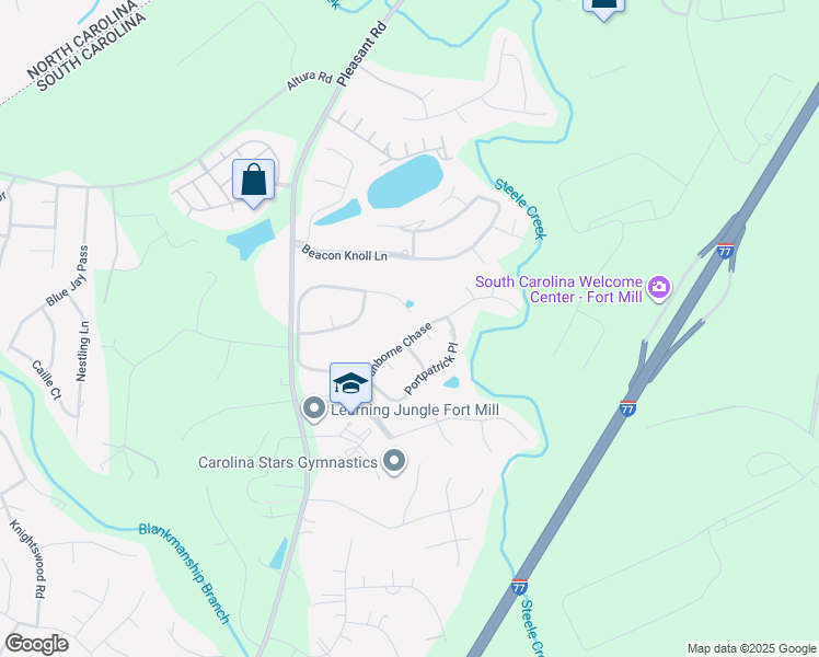map of restaurants, bars, coffee shops, grocery stores, and more near 517 Cranborne Chase in Fort Mill