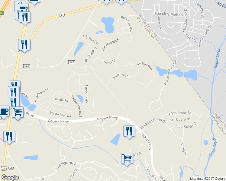 map of restaurants, bars, coffee shops, grocery stores, and more near 3238 Pikeview Road in Fort Mill