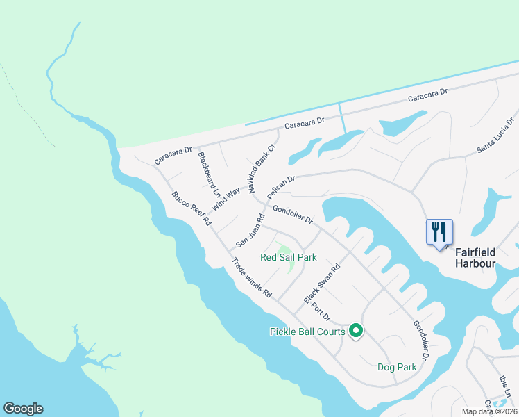 map of restaurants, bars, coffee shops, grocery stores, and more near 1111 Navidad Bank Court in New Bern