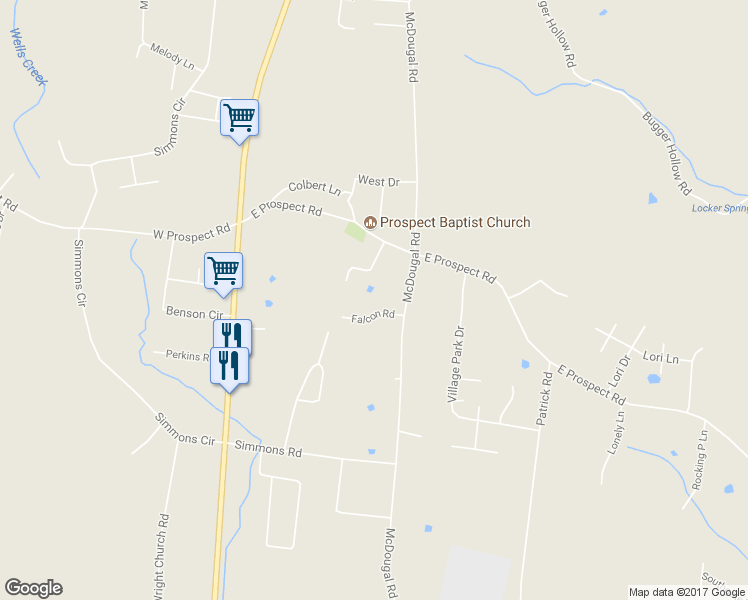 map of restaurants, bars, coffee shops, grocery stores, and more near 5 Falcon Road in Fayetteville