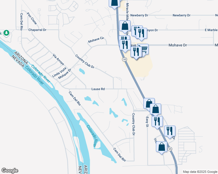 map of restaurants, bars, coffee shops, grocery stores, and more near 2748 Country Club Drive in Bullhead City