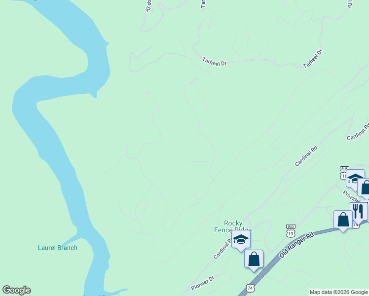 map of restaurants, bars, coffee shops, grocery stores, and more near 277 West Ridge Drive in Murphy