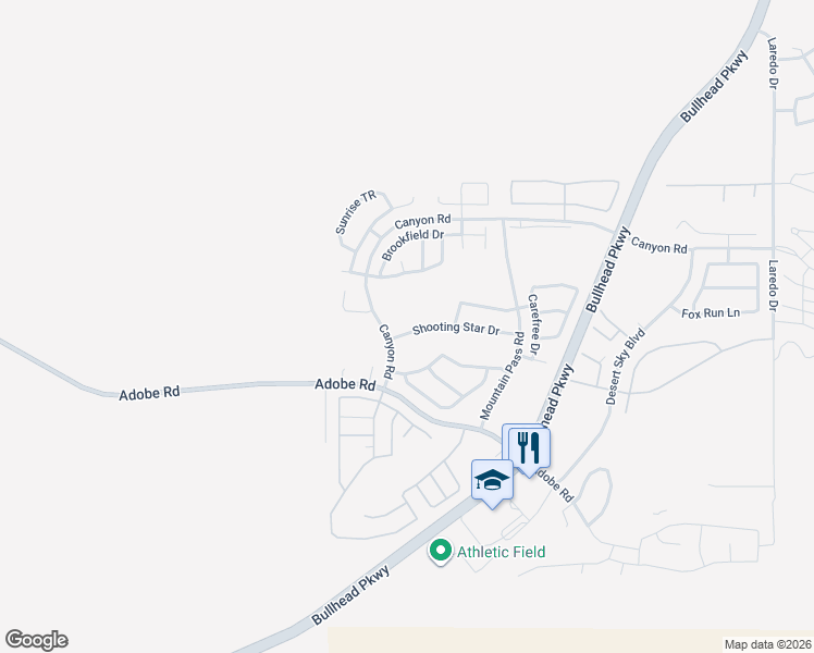 map of restaurants, bars, coffee shops, grocery stores, and more near 2290-2294 Shooting Star Dr in Bullhead City