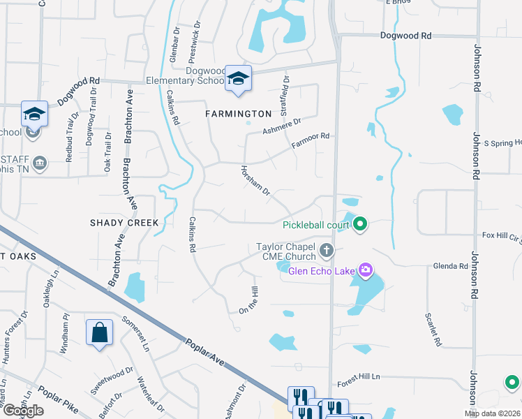 map of restaurants, bars, coffee shops, grocery stores, and more near 2548 Rooksworth Cove in Germantown