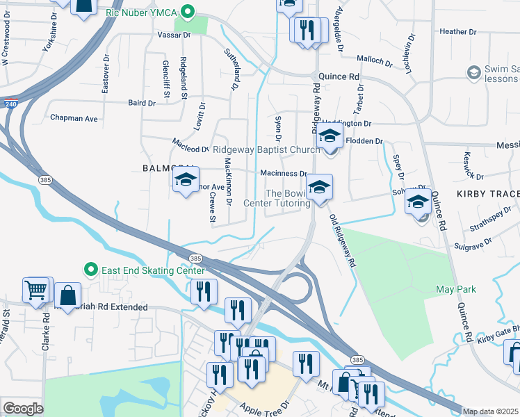 map of restaurants, bars, coffee shops, grocery stores, and more near 6051 Chumley Drive in Memphis