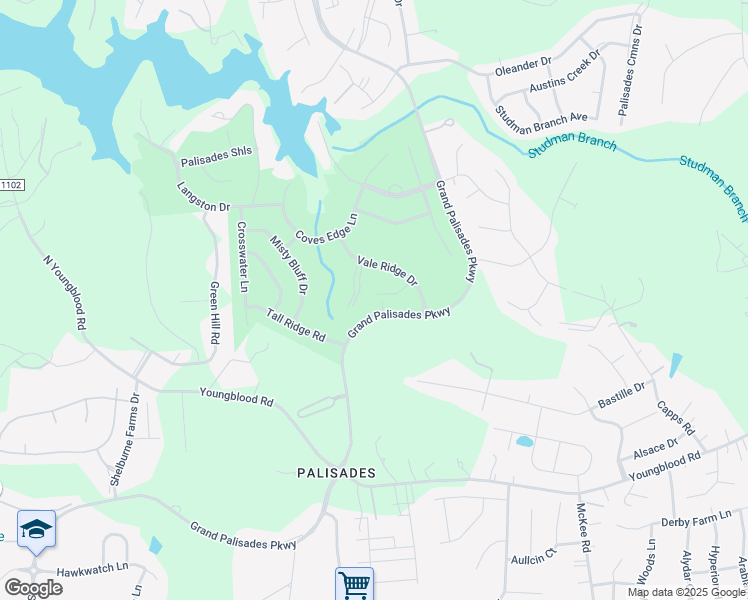 map of restaurants, bars, coffee shops, grocery stores, and more near 14565 Grand Palisades Parkway in Charlotte
