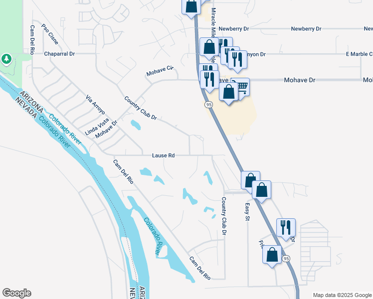 map of restaurants, bars, coffee shops, grocery stores, and more near 2748 Country Club Drive in Bullhead City