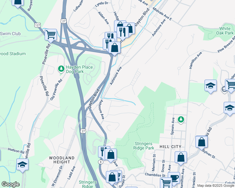 map of restaurants, bars, coffee shops, grocery stores, and more near 20 Mason Drive in Chattanooga