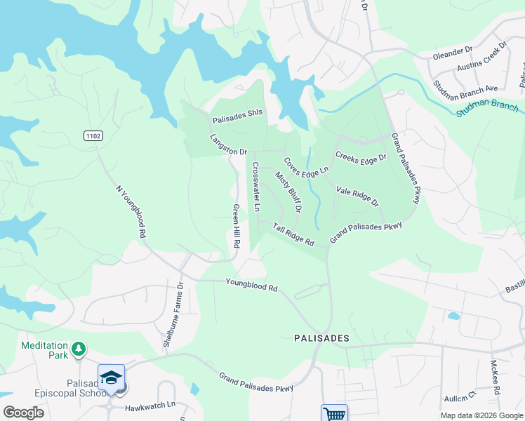 map of restaurants, bars, coffee shops, grocery stores, and more near 17235 Green Hill Road in Charlotte