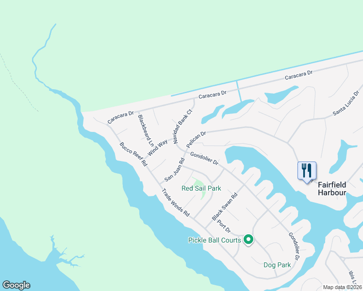 map of restaurants, bars, coffee shops, grocery stores, and more near 1111 Navidad Bank Court in New Bern