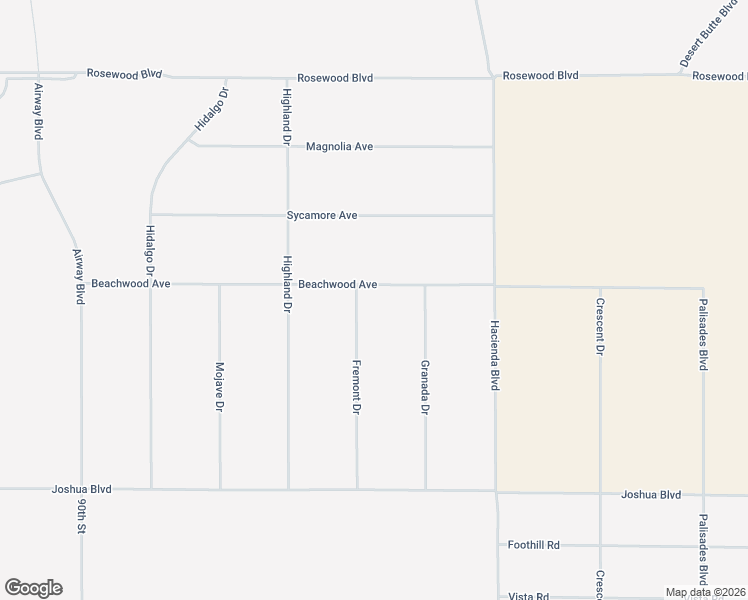 map of restaurants, bars, coffee shops, grocery stores, and more near 17593 Granada Drive in California City