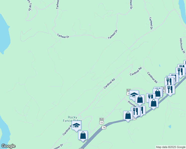 map of restaurants, bars, coffee shops, grocery stores, and more near 114 Dream Maker Lane in Murphy