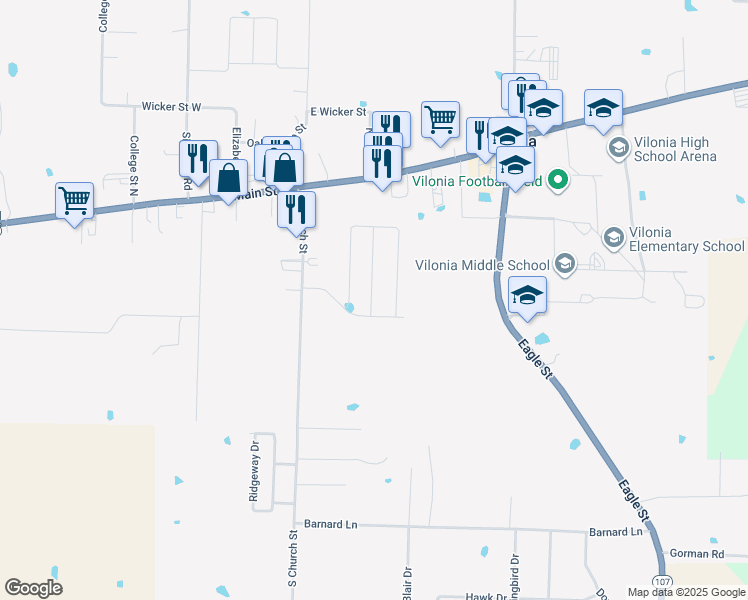 map of restaurants, bars, coffee shops, grocery stores, and more near in Vilonia