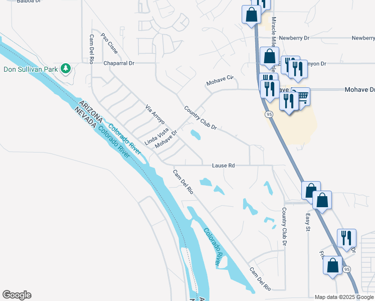 map of restaurants, bars, coffee shops, grocery stores, and more near 1240 Puerta Vista in Bullhead City