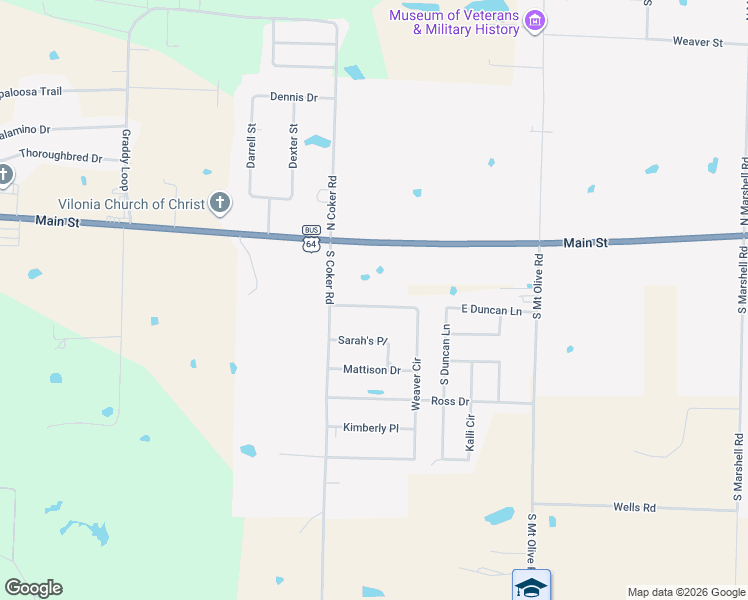 map of restaurants, bars, coffee shops, grocery stores, and more near 9 Weaver Circle in Vilonia