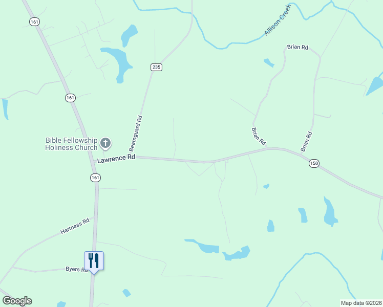 map of restaurants, bars, coffee shops, grocery stores, and more near 2180 Lawrence Road in Clover