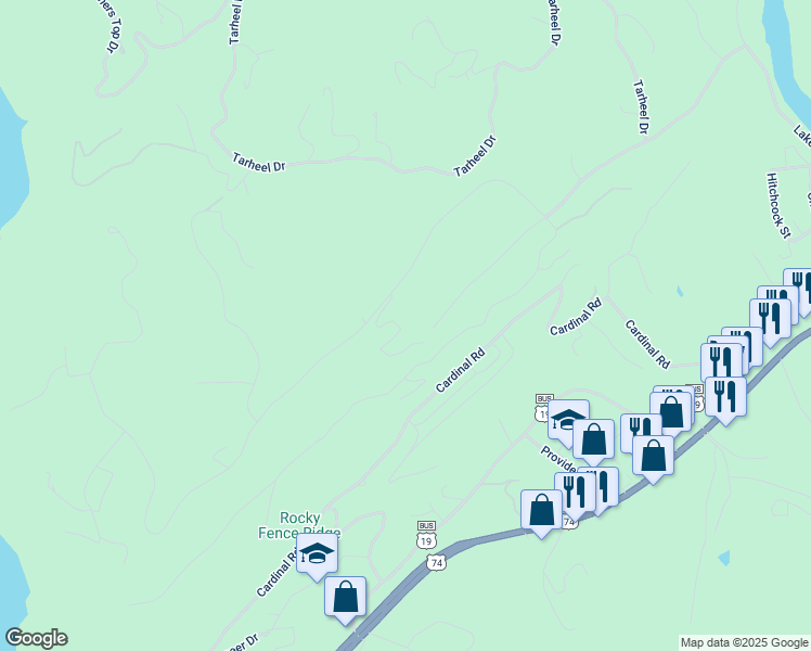 map of restaurants, bars, coffee shops, grocery stores, and more near 114 Dream Maker Lane in Murphy