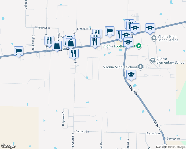 map of restaurants, bars, coffee shops, grocery stores, and more near in Vilonia