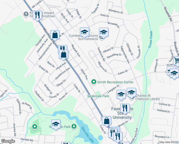 map of restaurants, bars, coffee shops, grocery stores, and more near 701 State Avenue in Fayetteville