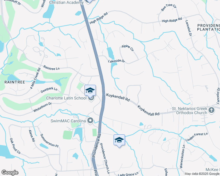 map of restaurants, bars, coffee shops, grocery stores, and more near 4123 Kuykendall Road in Charlotte