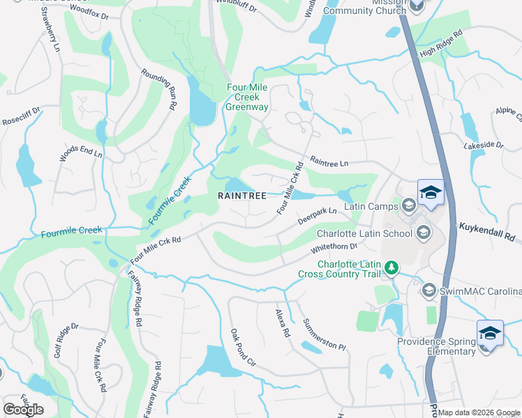 map of restaurants, bars, coffee shops, grocery stores, and more near 9014 Saint Pierre Lane in Charlotte