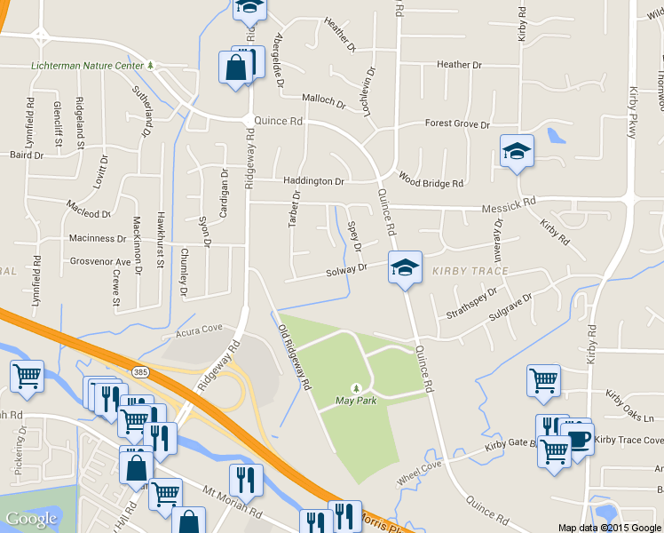 map of restaurants, bars, coffee shops, grocery stores, and more near 2498 Ayrshire Cove in Memphis