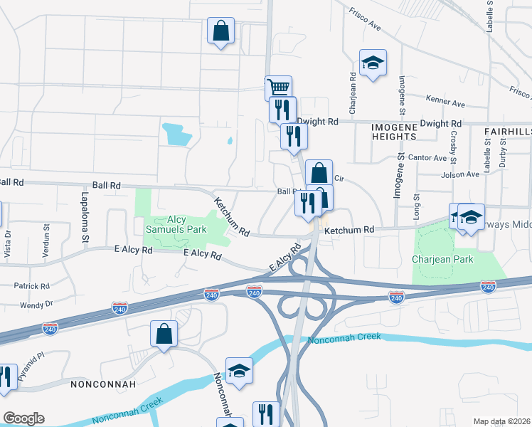 map of restaurants, bars, coffee shops, grocery stores, and more near 2377 West Hollyford Road in Memphis