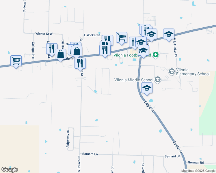 map of restaurants, bars, coffee shops, grocery stores, and more near 86 Farmhouse Circle in Vilonia