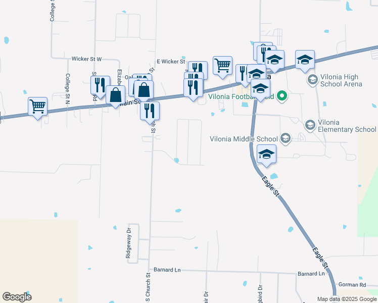 map of restaurants, bars, coffee shops, grocery stores, and more near in Vilonia