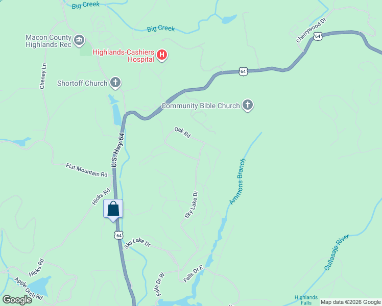 map of restaurants, bars, coffee shops, grocery stores, and more near 1063 Sky Lake Drive in Highlands
