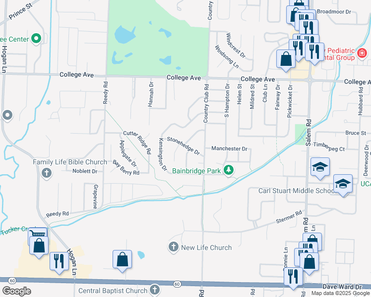 map of restaurants, bars, coffee shops, grocery stores, and more near 9 Stonehedge Drive in Conway
