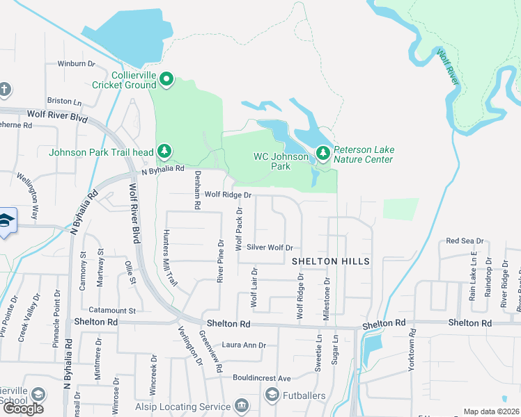 map of restaurants, bars, coffee shops, grocery stores, and more near 1527 Howling Drive in Collierville