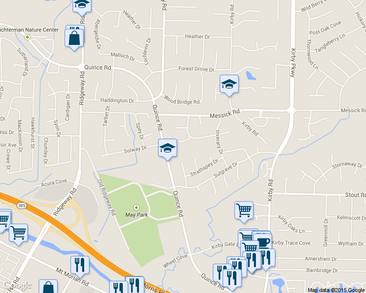 map of restaurants, bars, coffee shops, grocery stores, and more near 6395 Davidson Cove in Memphis