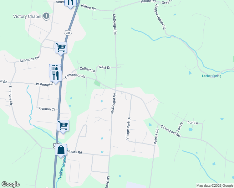 map of restaurants, bars, coffee shops, grocery stores, and more near 64 McDougal Road in Fayetteville