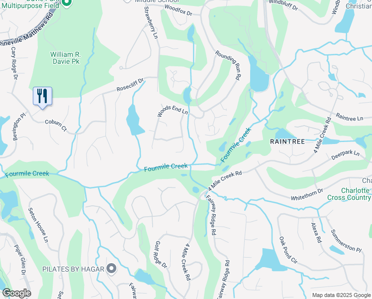 map of restaurants, bars, coffee shops, grocery stores, and more near 4724 Autumn Leaf Lane in Charlotte