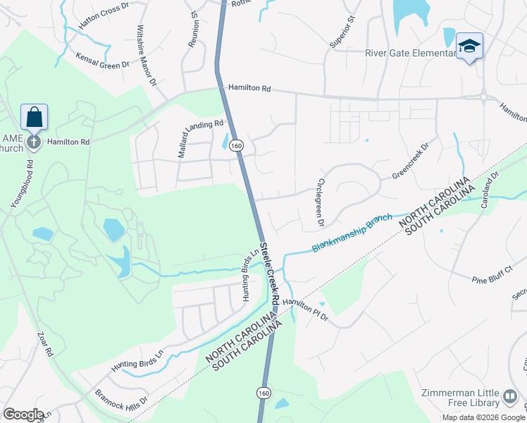 map of restaurants, bars, coffee shops, grocery stores, and more near 13119 Hamilton Green Drive in Charlotte