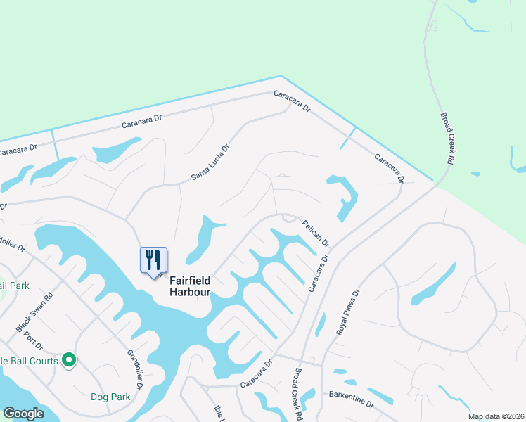 map of restaurants, bars, coffee shops, grocery stores, and more near 1313 Pelican Drive in New Bern